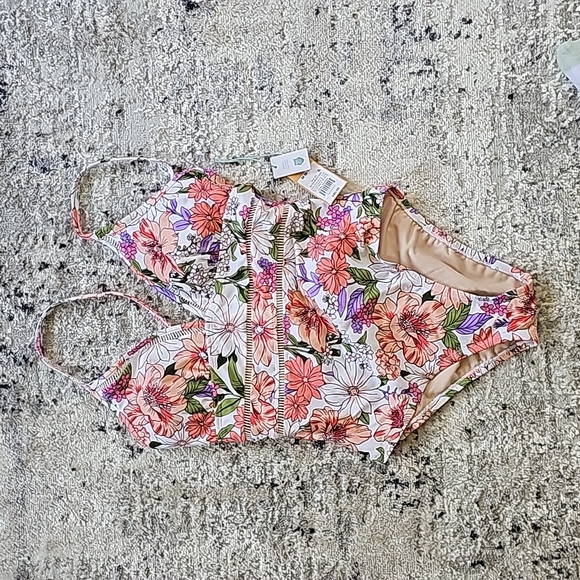 Nwt Kona Sol One Piece Floral Bathing Suit Size Medium - Picture 1 of 2